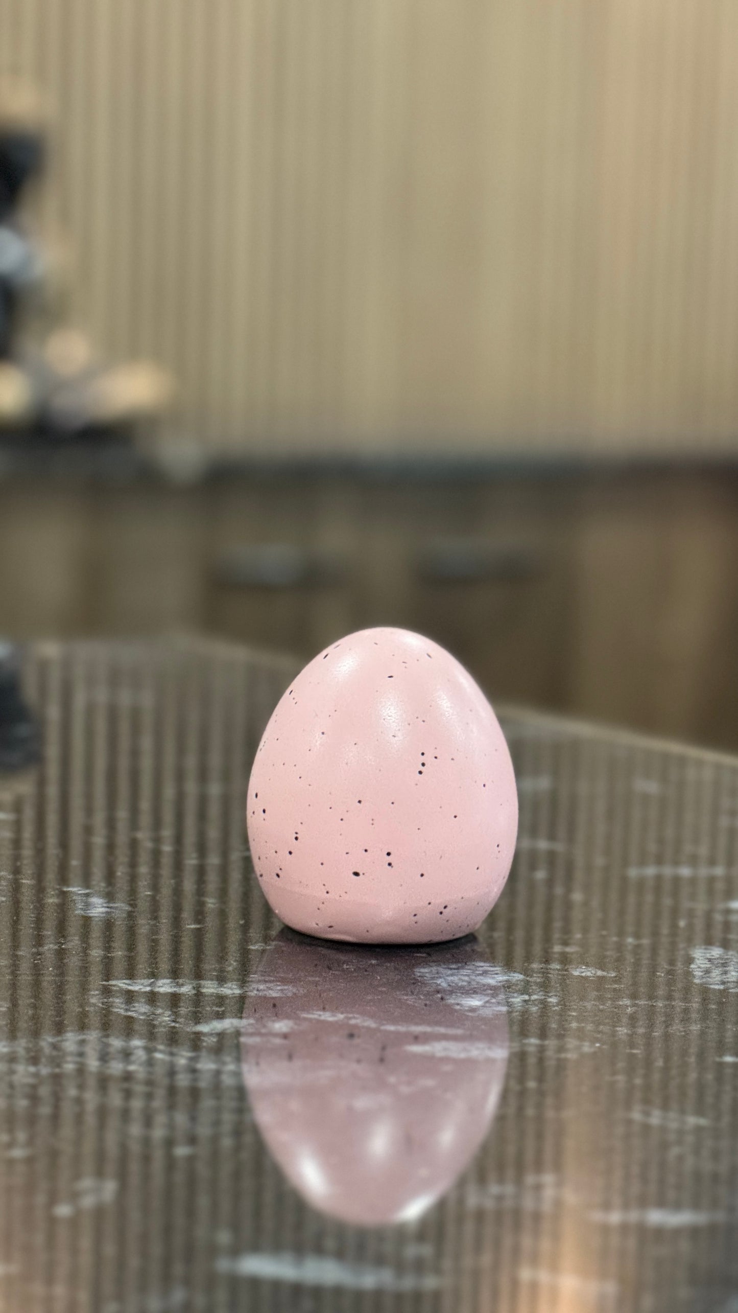 Pink Speckled Ceramic Egg